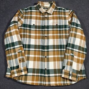 LL Bean Signature Men's XL Plaid Sherpa Fleeced Lined Flannel Jacket Chore Coat